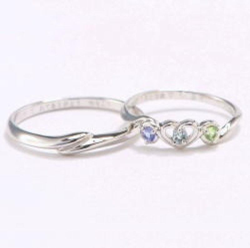 ３石ハート＆スイートお揃いリング